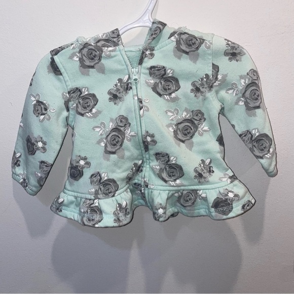 5/$15 George Blue Baby Sweater With Grey Florals - Picture 1 of 6